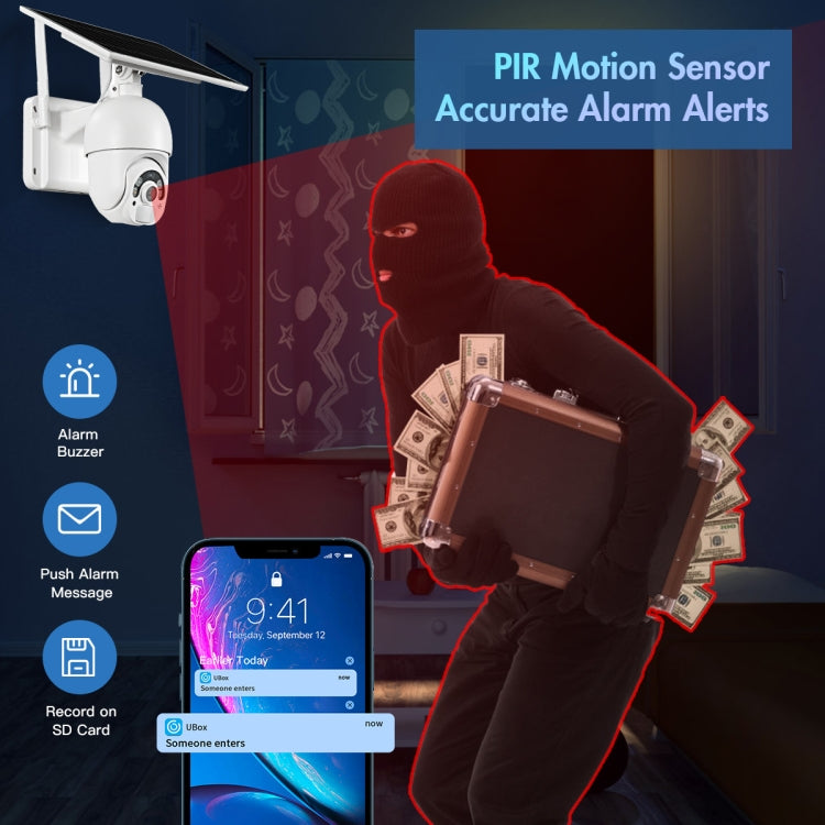 T22 1080P Full HD Solar Powered WiFi Camera, Support PIR Alarm, Night Vision, Two Way Audio, TF Card, 2.4G WiFi T22 1080P Full HD Solar Powered WiFi Camera, Support PIR Alarm, Night Vision, Two Way Audio, TF Card, 2.4G WiFi